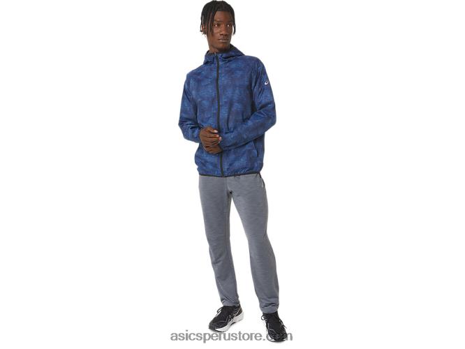 RPVB1034 tie-dye estampado azul/perforado negro Asics chaqueta plegable para hombre