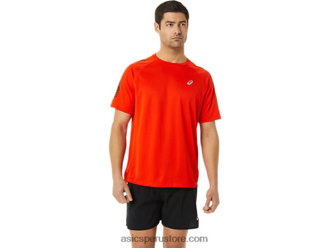 RPVB1048 tomate cherry/negro rendimiento Asics playera de manga corta con icono de hombre