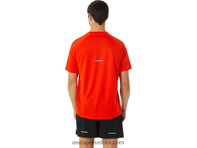 RPVB1048 tomate cherry/negro rendimiento Asics playera de manga corta con icono de hombre