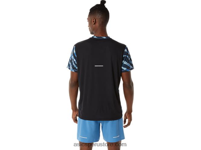 RPVB1058 azul celeste/negro rendimiento Asics camiseta de manga corta de camuflaje salvaje para hombre