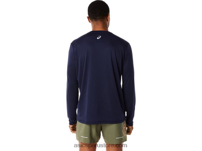 RPVB1067 medianoche Asics top de manga larga con logo fujitrail para hombre