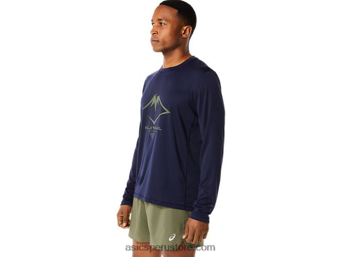 RPVB1067 medianoche Asics top de manga larga con logo fujitrail para hombre
