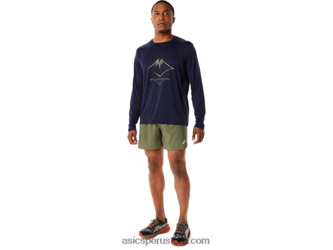 RPVB1067 medianoche Asics top de manga larga con logo fujitrail para hombre