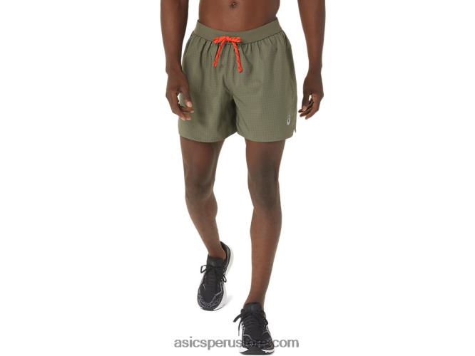 RPVB1075 manto verde Asics pantalón corto con logo fujitrail para hombre