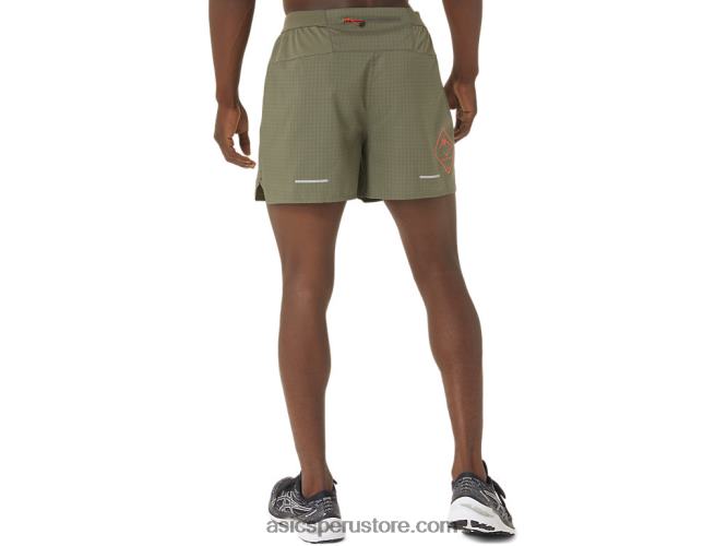 RPVB1075 manto verde Asics pantalón corto con logo fujitrail para hombre