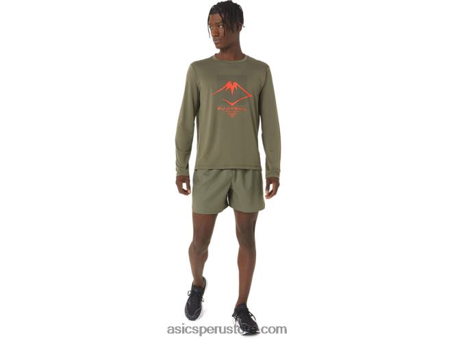 RPVB1075 manto verde Asics pantalón corto con logo fujitrail para hombre