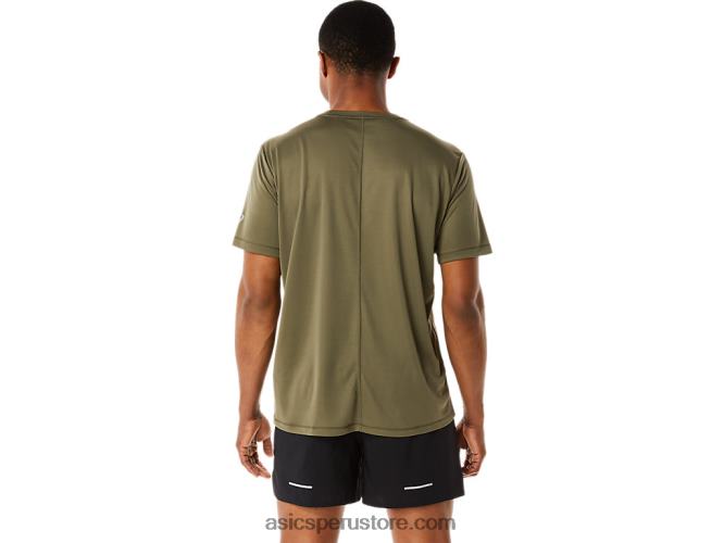 RPVB1091 manto verde Asics camiseta de manga corta con logo fujitrail para hombre