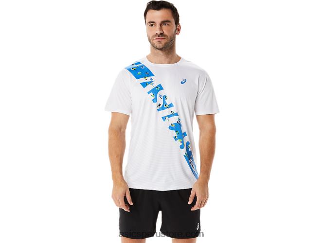 RPVB1101 costa blanca/azul brillante Asics top de manga corta ekiden hombre