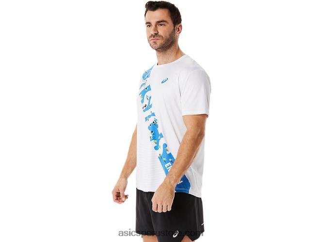RPVB1101 costa blanca/azul brillante Asics top de manga corta ekiden hombre