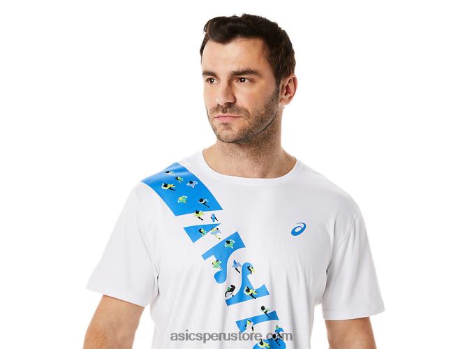 RPVB1101 costa blanca/azul brillante Asics top de manga corta ekiden hombre