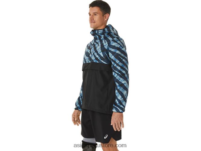 RPVB1102 azul celeste/negro rendimiento Asics anorak de camuflaje salvaje para hombre
