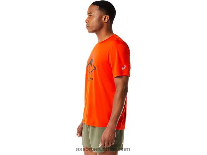 RPVB1114 tomate cherry Asics camiseta de manga corta con logo fujitrail para hombre