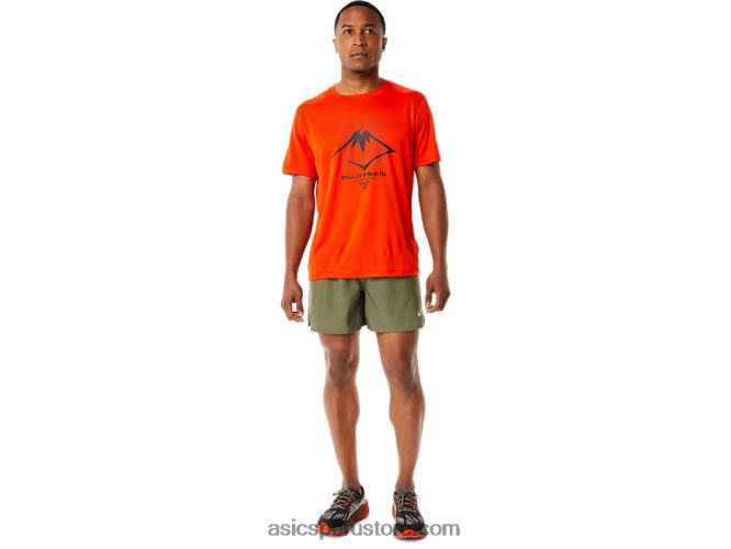 RPVB1114 tomate cherry Asics camiseta de manga corta con logo fujitrail para hombre