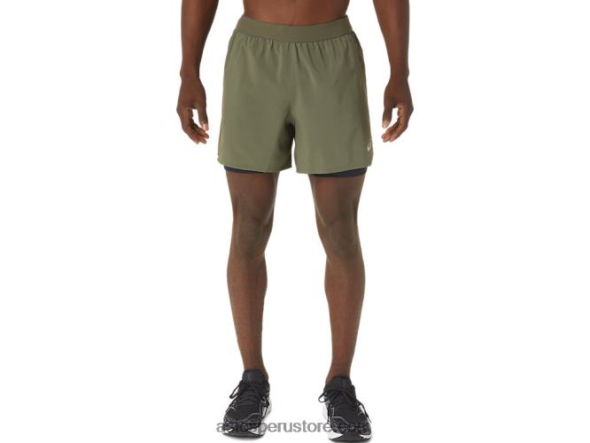 RPVB1122 verde manto/negro rendimiento Asics carretera hombre 2-n-1 5in short