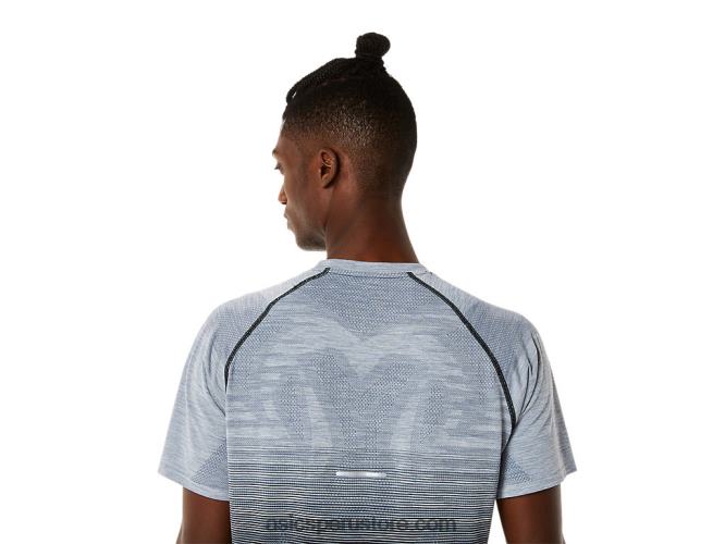 RPVB1127 negro rendimiento/gris portador Asics top de manga corta sin costuras para hombre