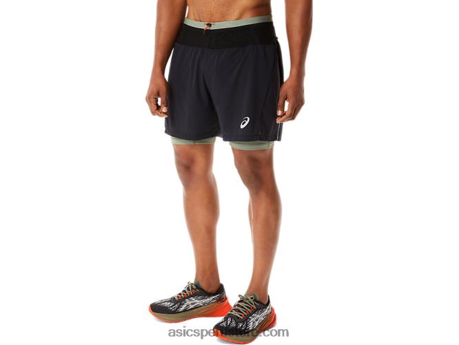 RPVB1139 rendimiento negro/verde liquen Asics pantalón corto fujitrail hombre