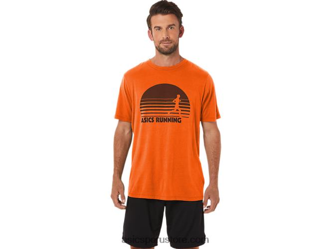 RPVB1186 caléndula naranja brezo Asics playera con gráfico de corredor del amanecer