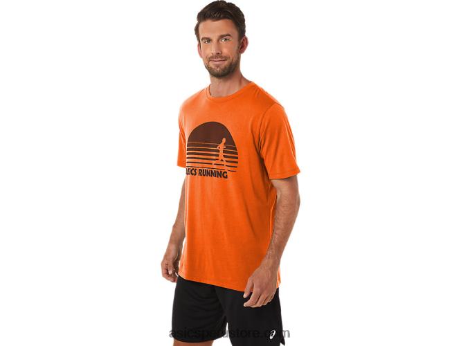 RPVB1186 caléndula naranja brezo Asics playera con gráfico de corredor del amanecer
