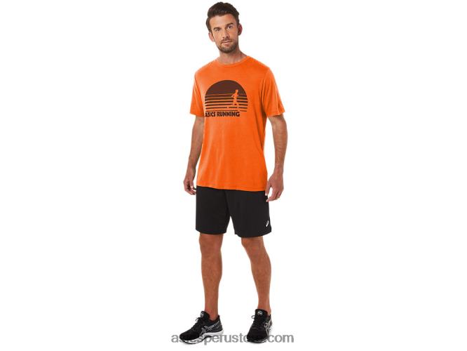 RPVB1186 caléndula naranja brezo Asics playera con gráfico de corredor del amanecer