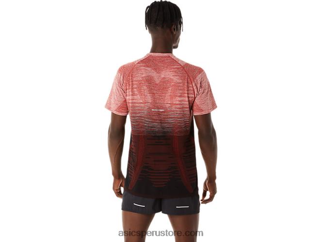 RPVB119 rendimiento negro/latte especiado Asics top de manga corta sin costuras para hombre