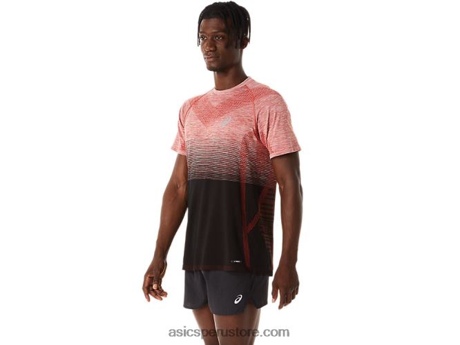 RPVB119 rendimiento negro/latte especiado Asics top de manga corta sin costuras para hombre