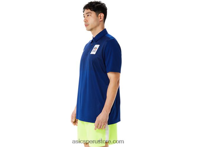 RPVB1216 azul oscuro (pantone 281c) Asics polo con degradado hexagonal para hombre wch