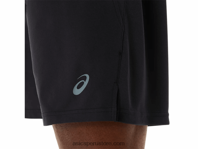 RPVB122 rendimiento negro Asics pantalones cortos híbridos de 7 pulgadas para hombre