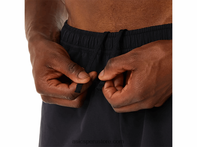 RPVB122 rendimiento negro Asics pantalones cortos híbridos de 7 pulgadas para hombre