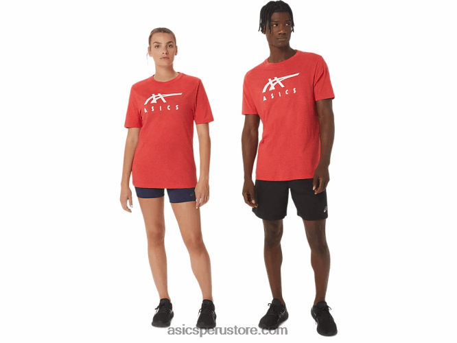RPVB1255 brezo rojo clásico Asics playera de manga corta a rayas