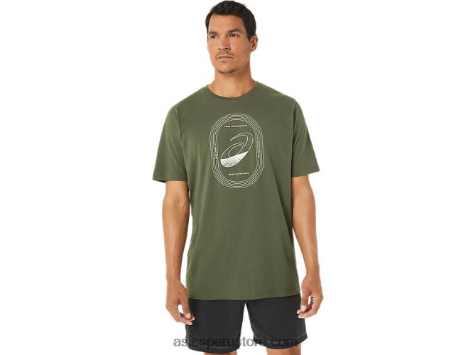 RPVB1267 lienzo de oliva Asics espiral una camiseta de pista y campo
