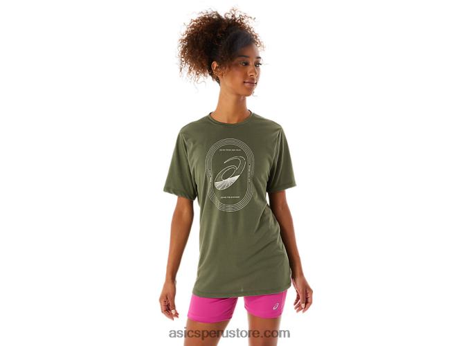 RPVB1267 lienzo de oliva Asics espiral una camiseta de pista y campo