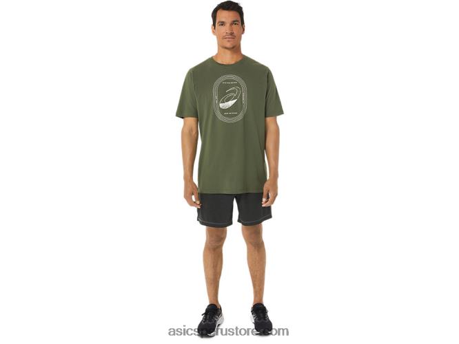 RPVB1267 lienzo de oliva Asics espiral una camiseta de pista y campo