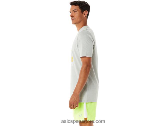 RPVB1281 brezo gris claro Asics playera de manga corta gráfica para hombre