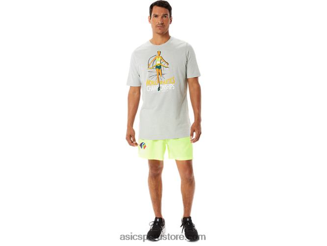 RPVB1281 brezo gris claro Asics playera de manga corta gráfica para hombre