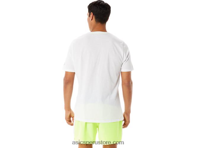 RPVB1286 blanco brillante Asics playera de manga corta gráfica para hombre