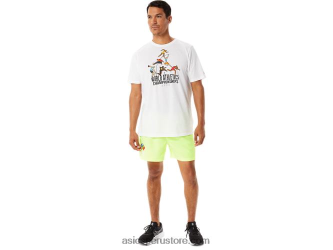 RPVB1286 blanco brillante Asics playera de manga corta gráfica para hombre