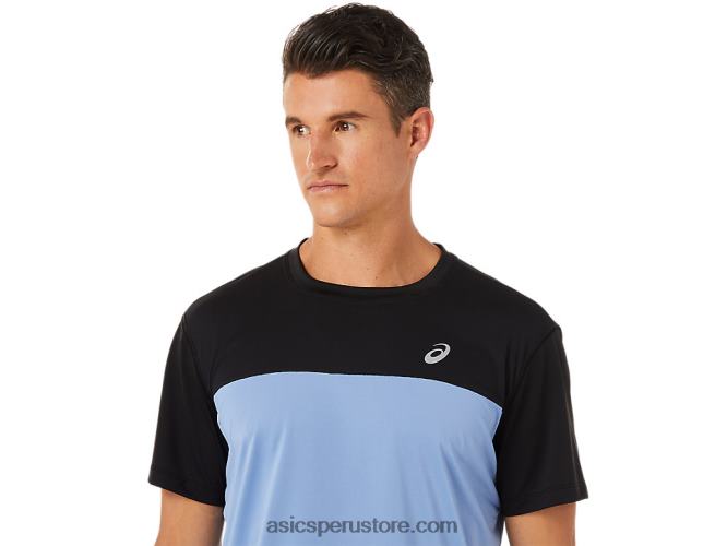 RPVB1320 rendimiento armonía negro/azul Asics top manga corta carrera hombre