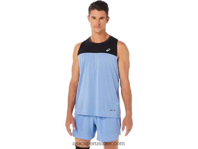 RPVB1332 rendimiento armonía negro/azul Asics camiseta de carrera masculina