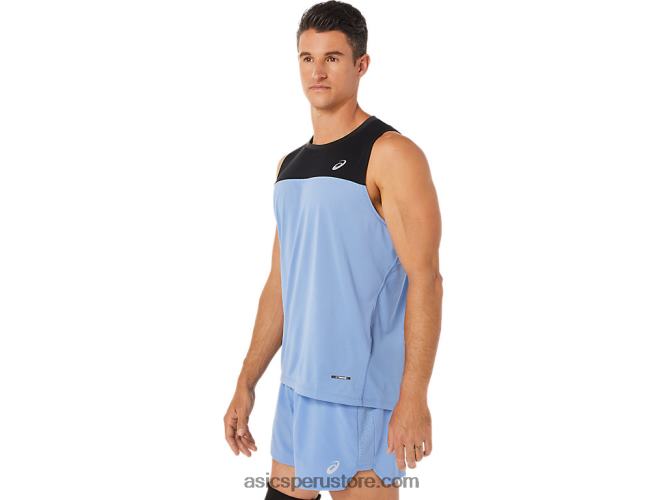 RPVB1332 rendimiento armonía negro/azul Asics camiseta de carrera masculina