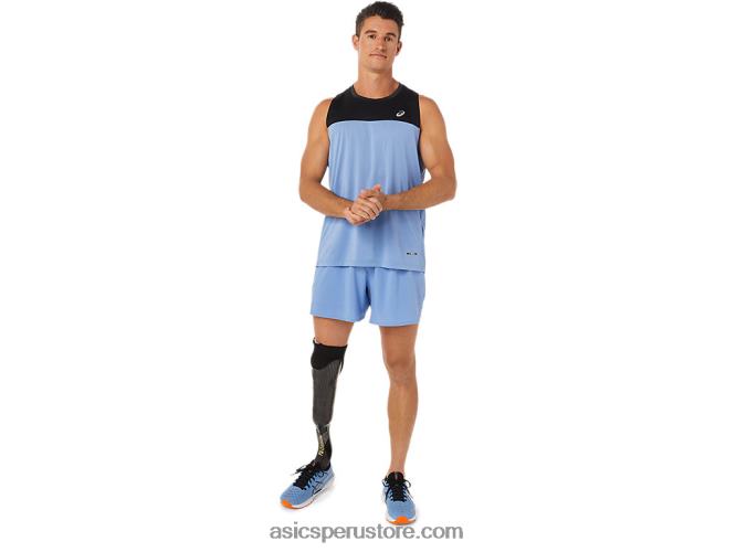 RPVB1332 rendimiento armonía negro/azul Asics camiseta de carrera masculina