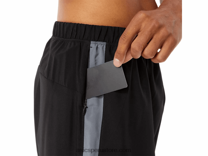 RPVB1344 rendimiento negro Asics pantalones cortos de 7 pulgadas listos para usar para hombres
