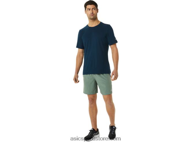 RPVB1362 estampado verde liquen/azul francés Asics pantalón corto de 7 pulgadas pr lyte para hombre
