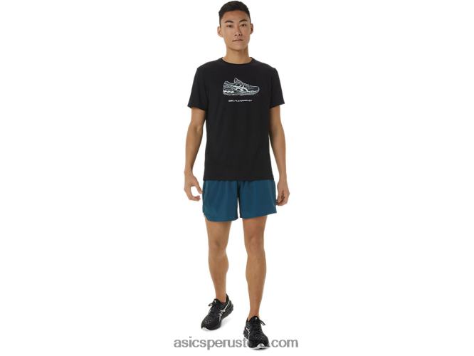 RPVB1380 rendimiento negro Asics playera de manga corta con estampado de zapatos