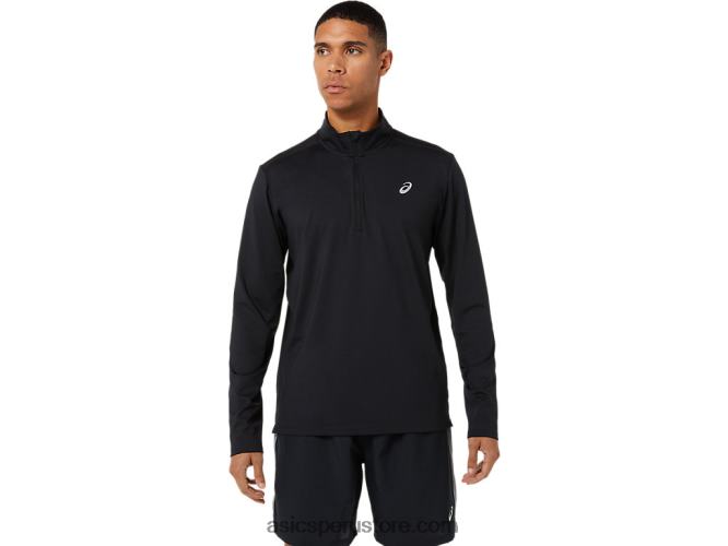 RPVB1389 rendimiento negro Asics media cremallera para hombre lista para usar