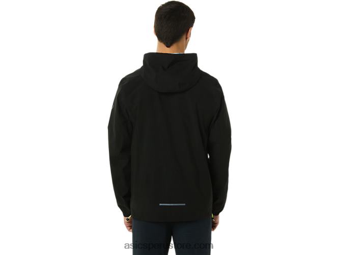 RPVB1403 rendimiento negro/peligro verde Asics chaqueta impermeable hombre