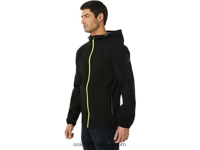 RPVB1403 rendimiento negro/peligro verde Asics chaqueta impermeable hombre