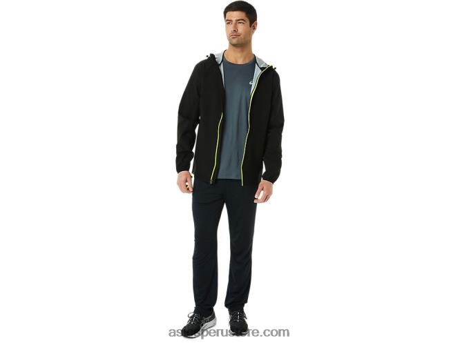 RPVB1403 rendimiento negro/peligro verde Asics chaqueta impermeable hombre
