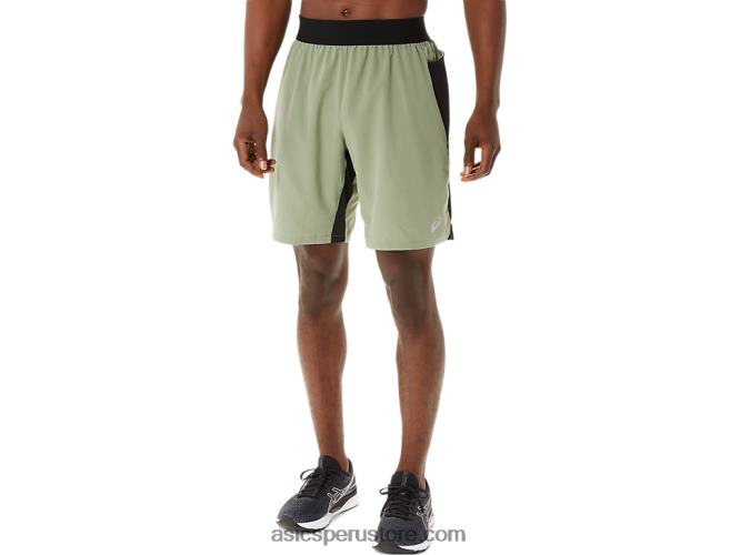 RPVB1408 verde liquen/negro rendimiento Asics pantalón corto mezclador de 9 pulgadas para hombre