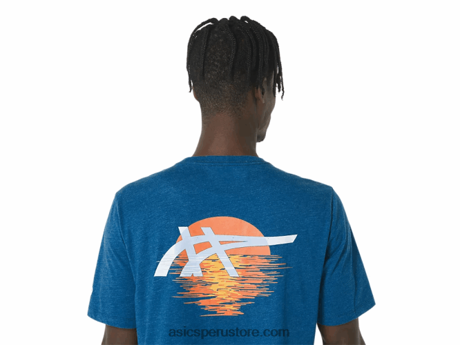 RPVB141 unidad de lago Asics camiseta rayas amanecer
