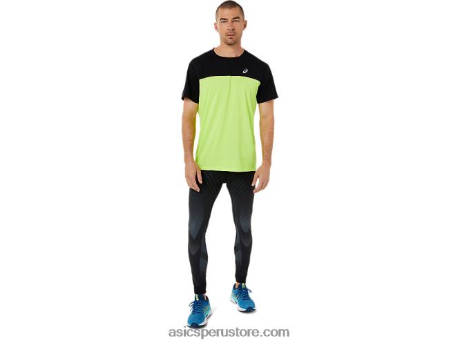 RPVB1415 rendimiento negro/peligro verde Asics top manga corta carrera hombre